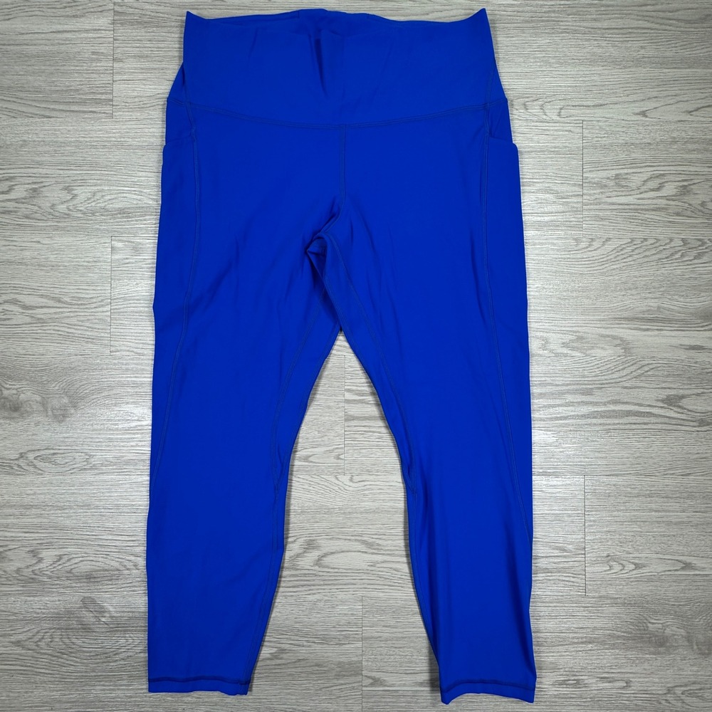 Lululemon Women's Leggings Fast and Free High Rise‎ Crop Blue 14 Yoga Activewear